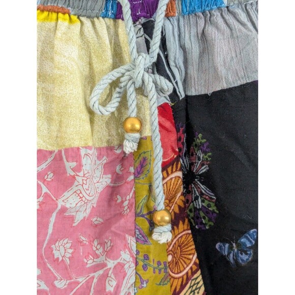 Advance Patchwork Shorts Womens Small Medium Boho Drawstring Rayon India Festiva - Picture 2 of 8